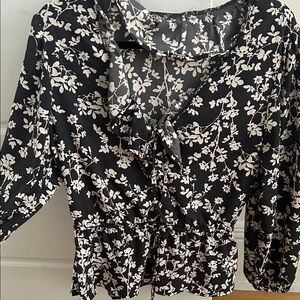 Floral Black and White Women's Top